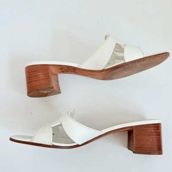 Louis Vuitton Isola LV Logo Mule Sandals White Leather Block Heel Slides EU 38.5 - Picture 6 of 11